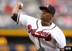 El abridor colombiano de los Bravos de Atlanta, Julio Teherán.